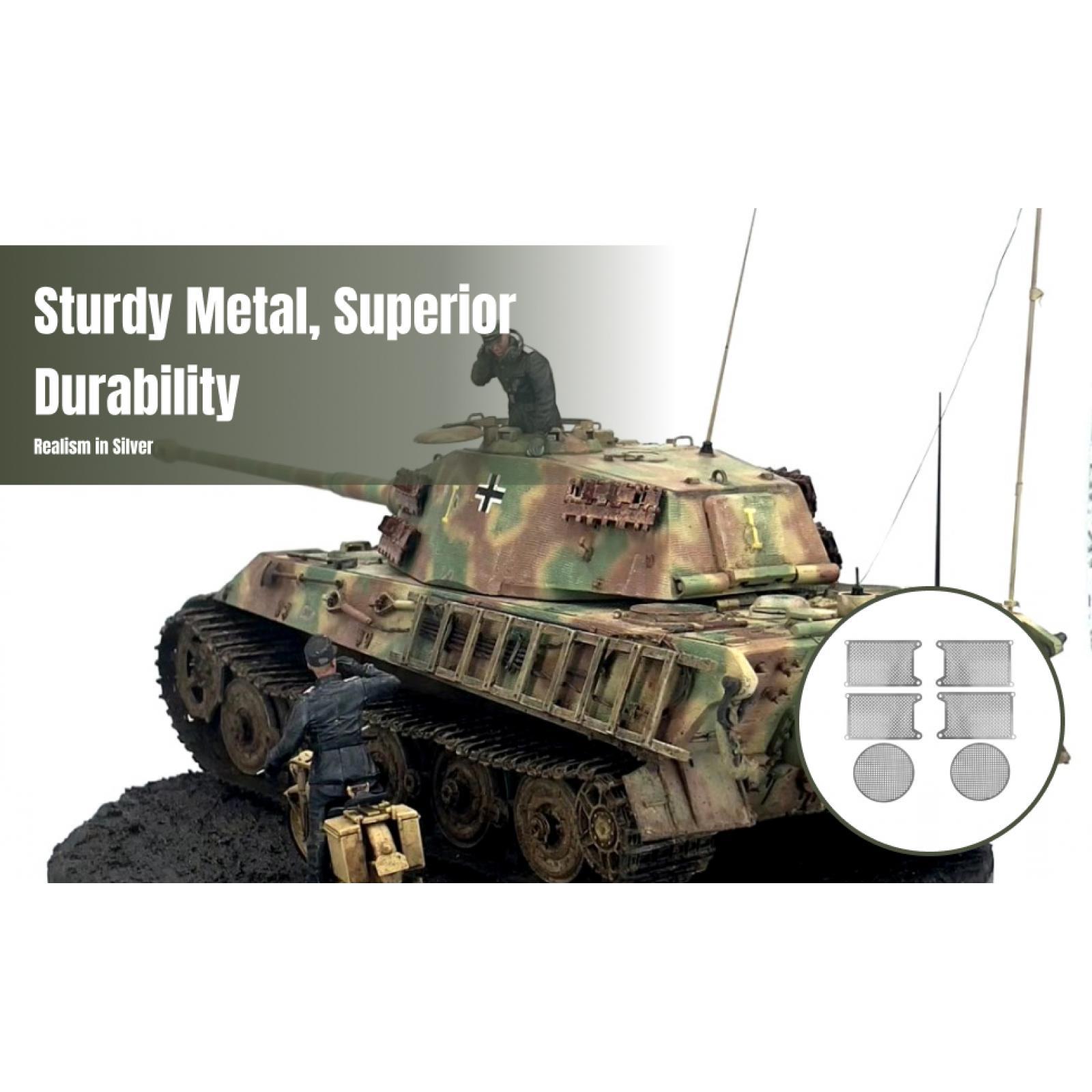 Heng Long Rc Tank 1/16 Upgrade Metal - 1/16スケールのHeng Long Tiger 3888 RC戦車用、銀色の金属製保護ネットガードプレート。交換用パーツ、アップグレード用。