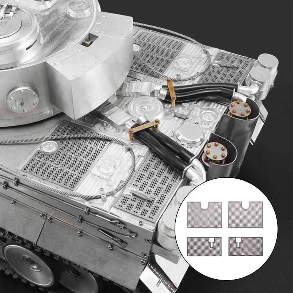 Heng Long Rc Tank 1/16 Upgrade Metal - Henglong Tiger 1 RC戦車用、1/16スケールのアップグレードパーツ、装甲金属製ガードプレートセット、保護ネット、シルバー